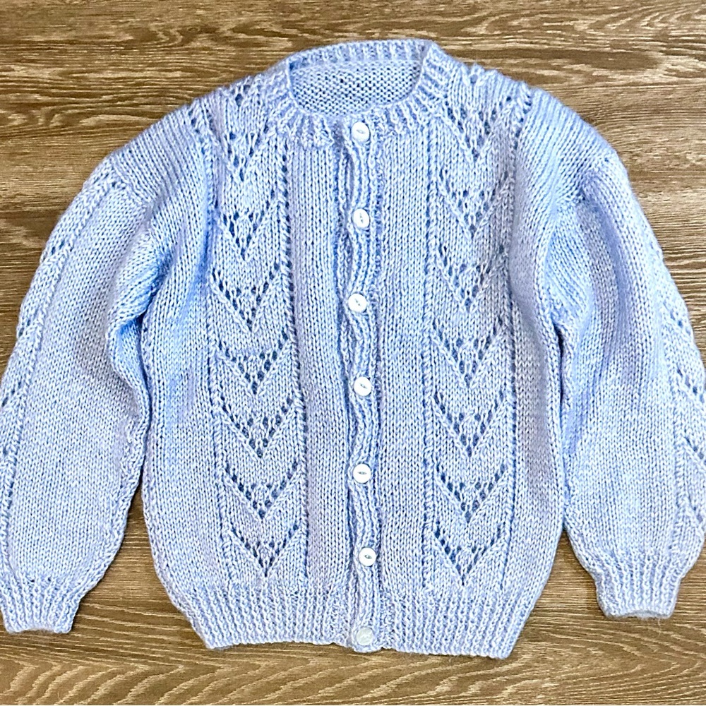 Sezane Light Blue Knit Button-Up Cardigan
